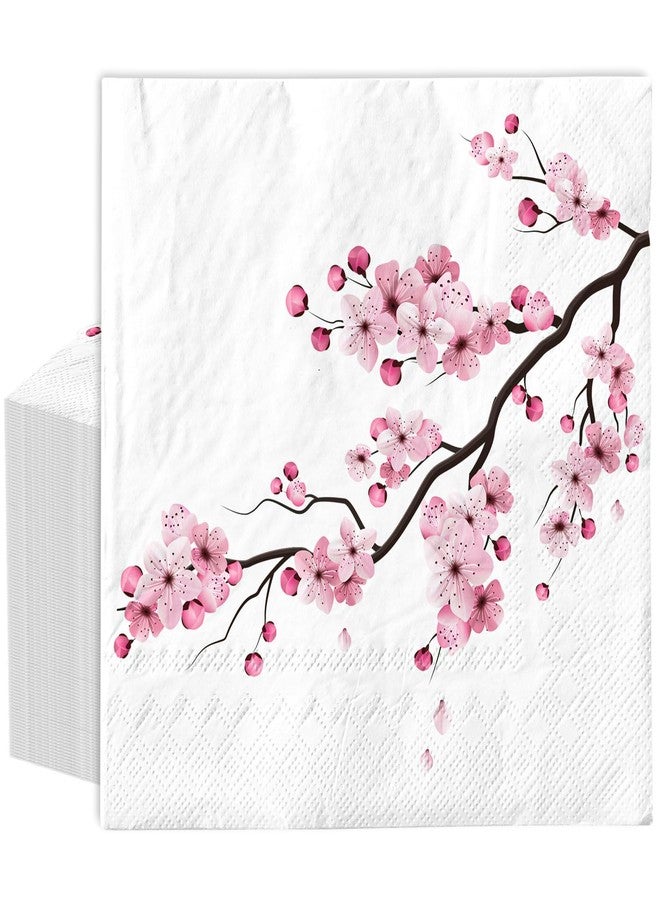 JarThenaAMCS مناديل ورقية من JarThenaAMCS، 80 قطعة، بنقشة زهر الكرز، لون وردي، للاستخدام مرة واحدة، مناسبة لفصلي الربيع والصيف، مثالية للغداء والعشاء، وحفلات الزفاف، وأعياد الميلاد، وحفلات استقبال المولود. - Image 1